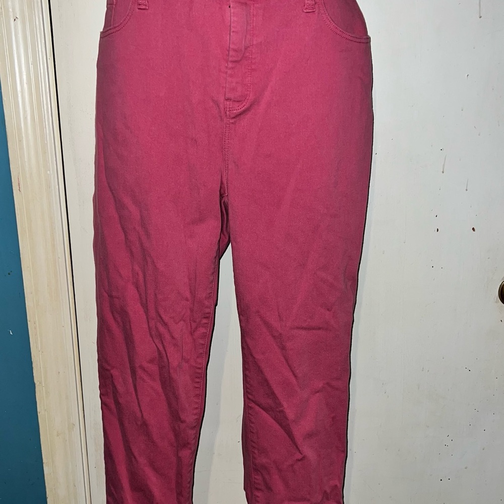 Chicos Red Jeans. Chicos So Slimming Girlfriend, Size 2R